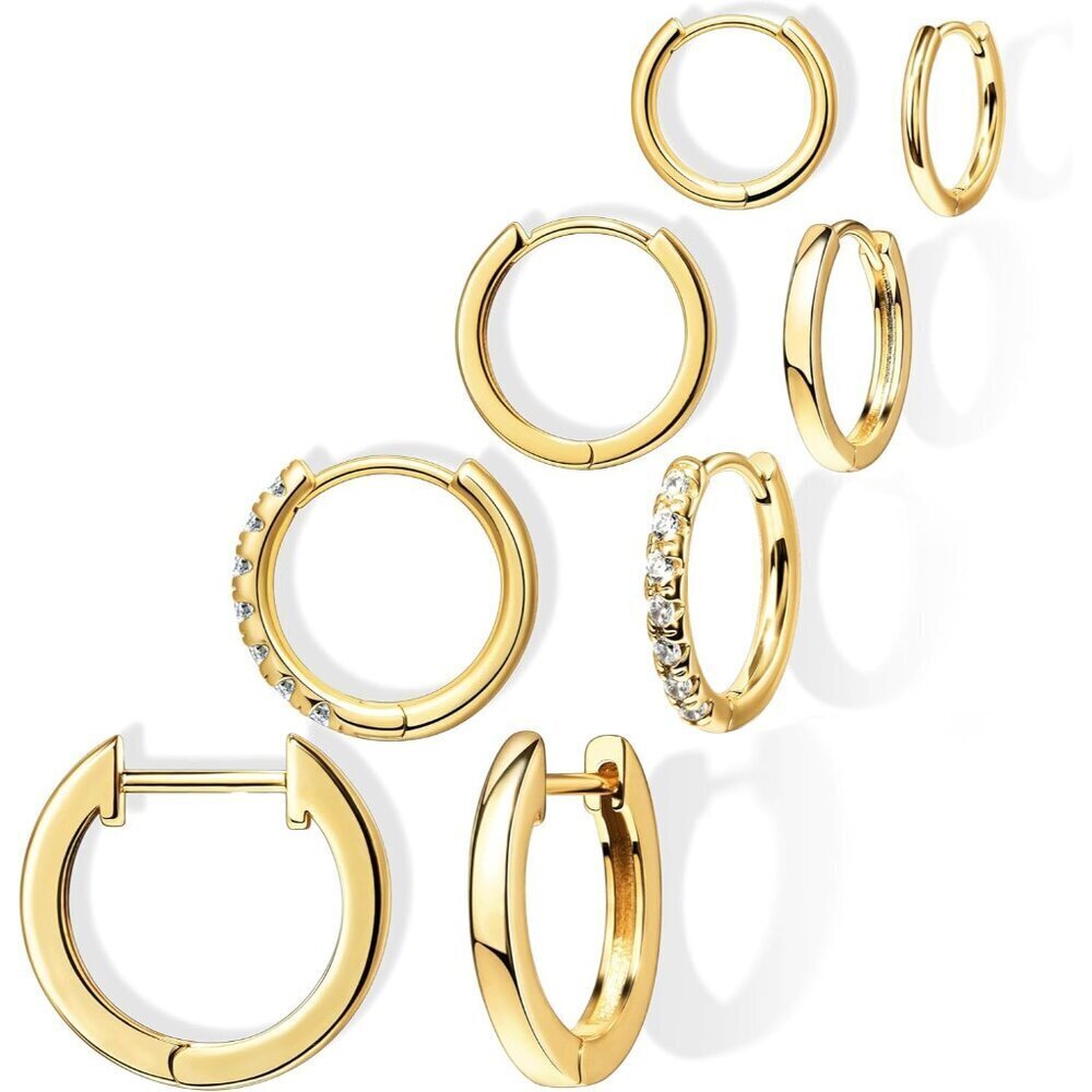 Small Gold Hoop Earrings Hypoallergenic 14K Plated Dainty Jewelry Set for Women